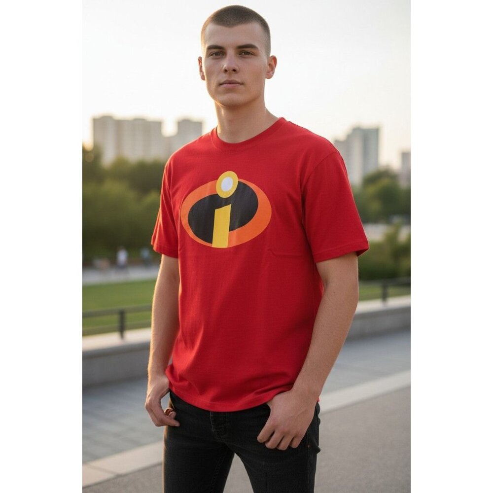 Official Disney Pixar The Incredibles Logo Red T-Shirt, Unisex Size M